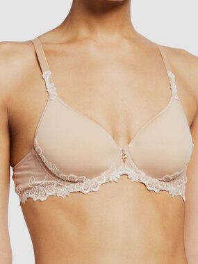 Lise Charmel Women's Beige Floral Full Coverage Underwire Bra Size 32B